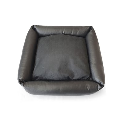 Cama Luxo Corino Preta São Benedito Quadrada Para Cães - Tamanho 3