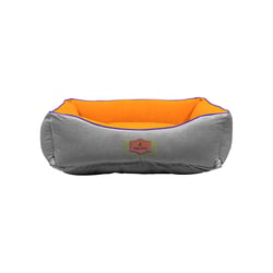 Cama Premium Petpuf Cinza/Laranja Para Cães E Gatos - Tam P