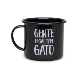 Caneca Preta Gente Legal Tem Gato 370Ml