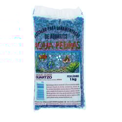 Cascalho De Quartzo Azul Escuro Para Aquário - 1Kg