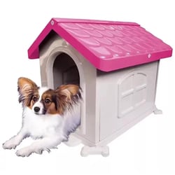 Casinha Plástica Para Cães Rosa N3 - 1 Unidade