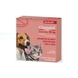 Chemitril Para Cães E Gatos - 10 Comprimidos - 50 Miligramas