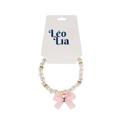 Colar Leo E Lia Com Laço Rosa Bebe Para Cães E Gatos - 1 Unidade - Tamanho P