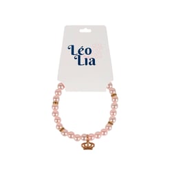 Colar Leo E Lia Com Pingente Rosa Para Cães E Gatos - 1 Unidade - Tamanho P
