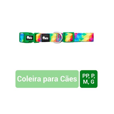 Coleira Petz Color Cube Para Cães - 1 Unidade - Tamanho PP