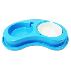 Comedouro Anti Formiga Duplo Luxo Azul Furacão Pet Para Cães - 1 Unidade