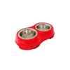 Comedouro Caes The Pets Inox Duplo Vermelho 230Ml E Cada - 400 Mililitros