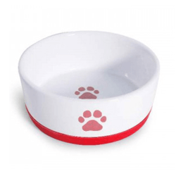 Comedouro Caes The Pets Porcelana Pata Vermelha 450Ml
