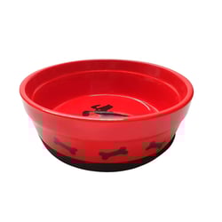Comedouro Cães The Pets Porcelana Vermelho/Preto 500Ml