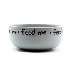 Comedouro Cerâmica Pet Injet Feed Me Cinza Para Cachorros - 390 Mililitros