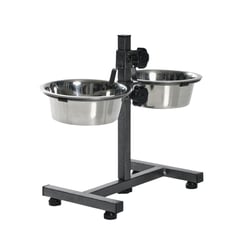 Comedouro Duplo Ajustável Chalesco Inox Para Cães - 1 Unidade