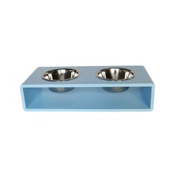 Comedouro Duplo Azul Hello Pet Para Cães E Gatos - Tamanho G