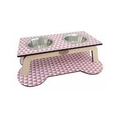 Comedouro Duplo Hello Pet Bahamas Geo Pink Para Cães E Gatos - 1 Unidade