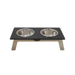 Comedouro Duplo Hello Pet Bahamas Preto Para Cães E Gatos