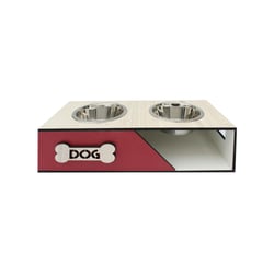 Comedouro Duplo Hello Pet Barcelona Vermelho Para Cães E Gatos - Tamanho G