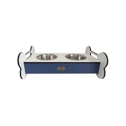 Comedouro Duplo Hello Pet Doggie Azul Para Cachorros - Tamanho G