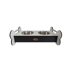 Comedouro Duplo Hello Pet Doggie Preto Para Cachorros - Tamanho G