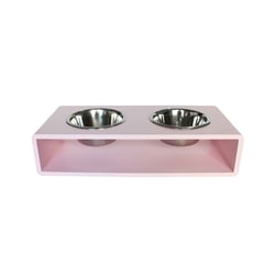Comedouro Duplo Hello Pet Modern Rosa Para Cães E Gatos