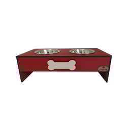 Comedouro Duplo Hello Pet Ossinho Vermelho Para Cães E Gatos - Tamanho G