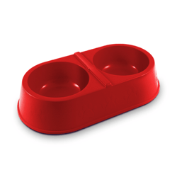Comedouro Duplo Patinhas 900Ml Vermelho Para Cachorros