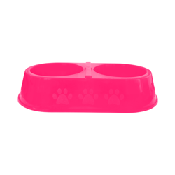 Comedouro Duplo Patinhas Rosa Pet Injet 900Ml Para Cachorros