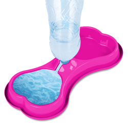 Comedouro Duplo Pet Injet Osso Rosa - 1 Unidade Para Cachorros