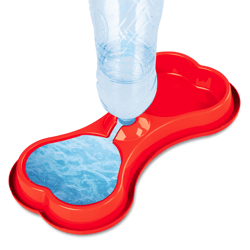 Comedouro Duplo Pet Injet Osso Vermelho - 1 Unidade Para Cachorros