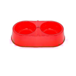Comedouro Duplo Pet Toys Para Cães Vermelho Com Glitter - 1 Unidade