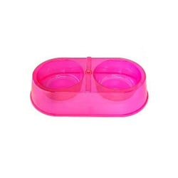 Comedouro Duplo Pet Toys Rosa Com Glitter Para Cães