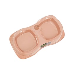 Comedouro Duplo Plast Pet Zooplast Bege Para Cães E Gatos