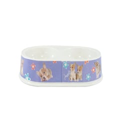 Comedouro Duplo Redondo Em Melamina The Redondo Para Cães - 1 Unidade