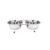 Comedouro Duplo Suspenso Inox The Pets Para Cães E Gatos - 1500 Mililitros