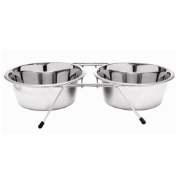 Comedouro E Bebedouro Duplo Inox Suspenso Pets 240Ml - 1 Unidade