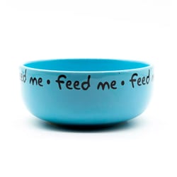 Comedouro Feed Me Cerâmica Azul Para Cães - Pet Injet - 390 Mililitros