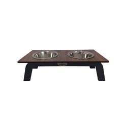 Comedouro Hello Pet Bahamas Duplo Preto Wood Para Cães E Gatos