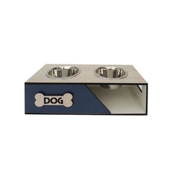 Comedouro Hello Pet Barcelona Duplo Azul Para Cães E Gatos
