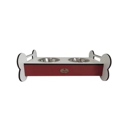 Comedouro Hello Pet Doggie Duplo Vermelho Para Cães - Tamanho M