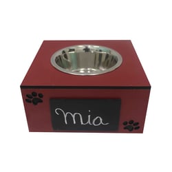 Comedouro Hello Pet Lousa Vermelho Para Cães E Gatos - Tamanho G