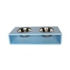 Comedouro Hello Pet Modern Duplo Azul Bebê Para Cães E Gatos - Tamanho M