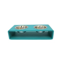 Comedouro Hello Pet Modern Duplo Menta Para Cães E Gatos - 1 Unidade