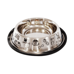 Comedouro Inox Anti Derrapante The Pets Decor Para Cães - 850 Mililitros