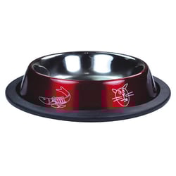 Comedouro Inox Jambo Anti Derrapante Para Gatos Vermelho - 1 Unidade