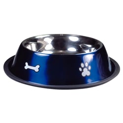Comedouro Inox Rubber Print Azul Jambo P