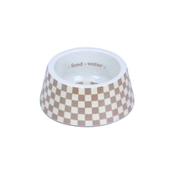 Comedouro Jambo Pet Xadrez Chique Bege Tamanho P Para Cães E Gatos