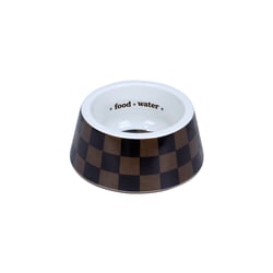 Comedouro Jambo Pet Xadrez Chique Marrom P Para Cães E Gatos - Tamanho P