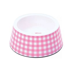 Comedouro Jambo Vichy Rosa Para Cães - 1 Unidade