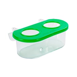 Comedouro Jel Plast 2 Furos Com Gancho Verde Para Pássaros - 100Ml