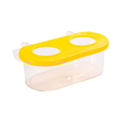 Comedouro Jel Plast Com Gancho Para Pássaros - 2 Furos Cristal Amarelo 100Ml