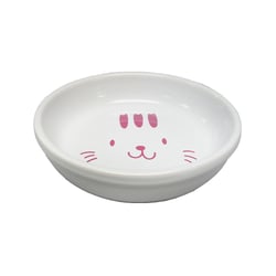 Comedouro Kenex De Cerâmica Branco E Rosa Para Gatos