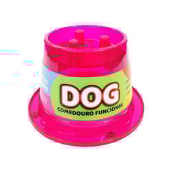 Comedouro Lento Antiformiga Pet Toys 250Ml Rosa Com Glitter - 1 Unidade